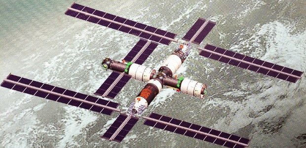 Riproduzione artistica del possibile aspetto della stazione spaziale cinese (Fonte chinanews.com. Tutti i diritti riservati)