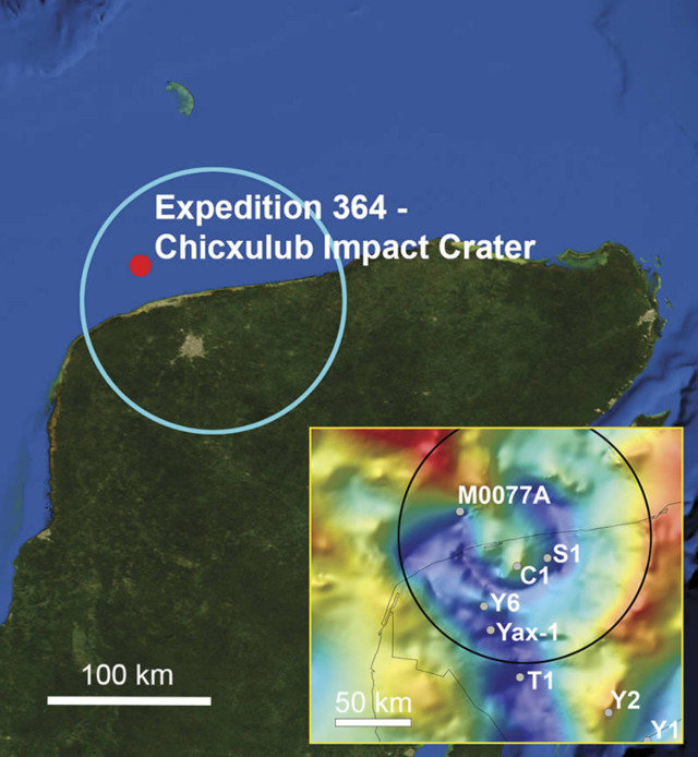 Schema del cratere Chicxulub (Immagine cortesia Kring et al)