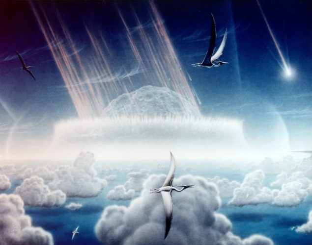 Concetto artistico dell'impatto del meteorite che provocò l'estinzione di massa (Immagine Donald E. Davis/NASA/JPL)