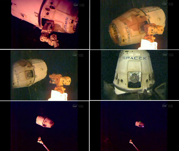 Immagini che mostrano la navicella spaziale Dragon di SpaceX mentre lascia la Stazione Spaziale Internazionale (Immagini NASA)